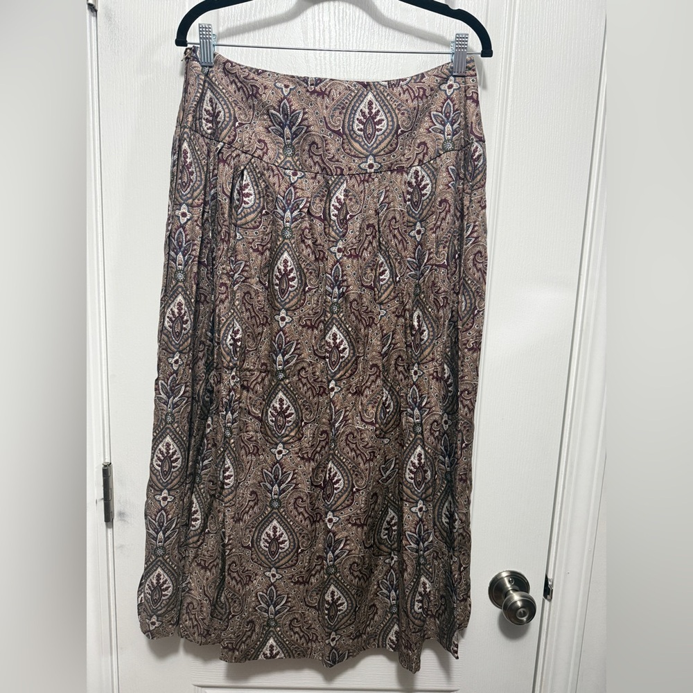 Vintage 90s Talbots Long Pleated‎ Paisley Skirt Women’s 16 Midi USA whimsygoth - Picture 2 of 16